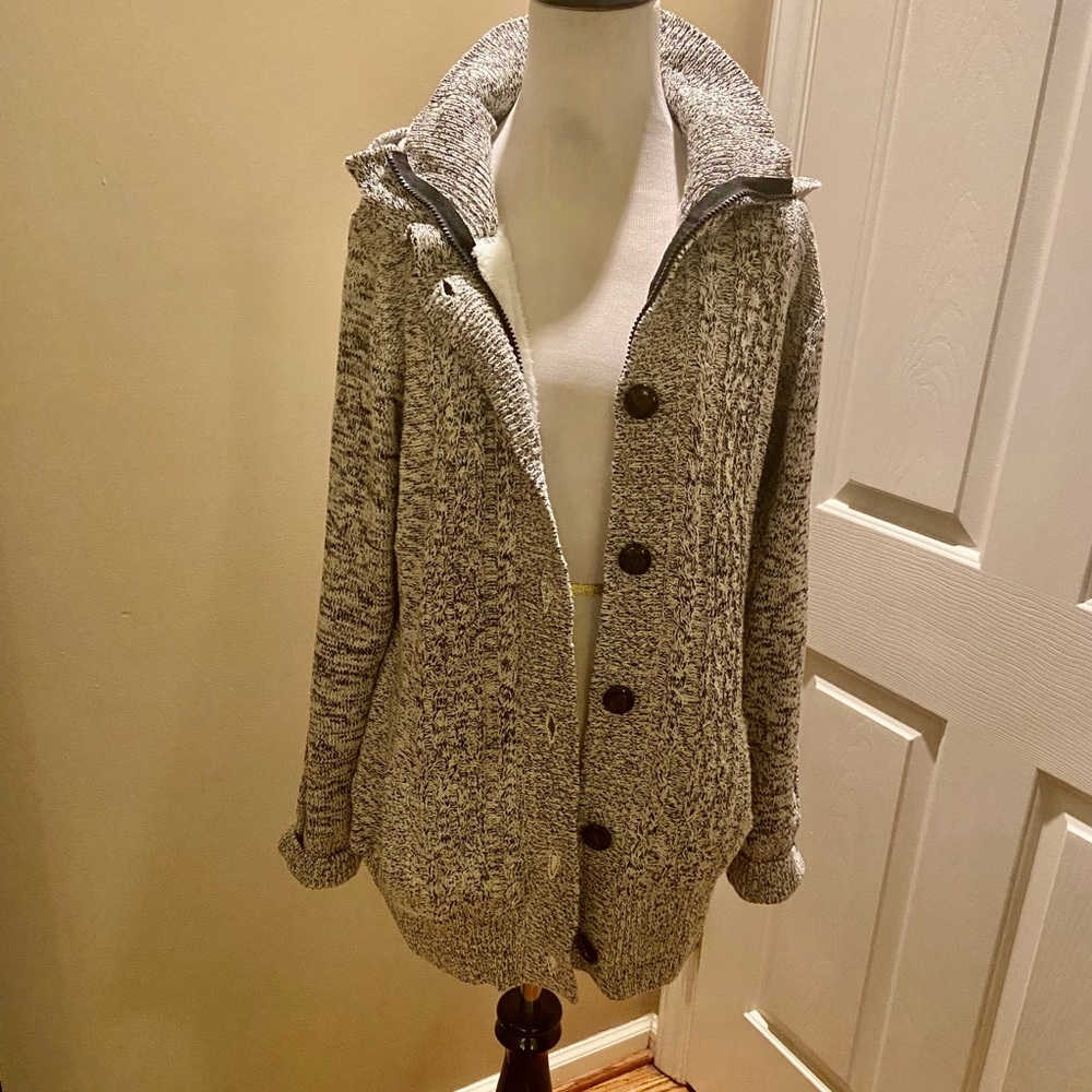 Grey/black fleece lined hooded sweater